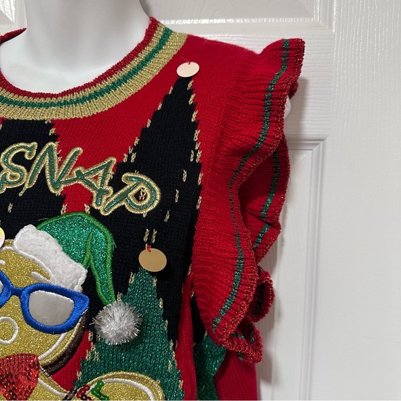 99 Jane Street Women Medium OH SNAP Gingerbread Man Ugly Christmas Sweater Vest - Picture 5 of 12